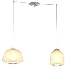 Top-light - Sospensione Contemporanea Double Skin Metallo Cromo Vetro a-b Ambra 2 Luci E27