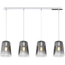 Sospensione Contemporanea Rett. Shaded Metallo E Vetro Cromo 4 Luci E27