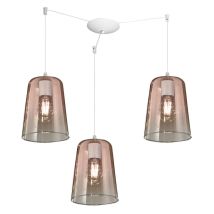 Sospensione Contemporanea Shaded Metallo Bianco Vetro Rame 3 Luci E27