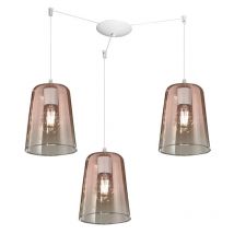 Sospensione Contemporanea Shaded Metallo Bianco Vetro Rame 3 Luci E27