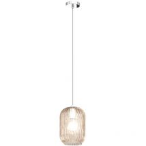 Sospensione Contemporanea Tender Metallo Cromo Vetro Ambra 1 Luce E27