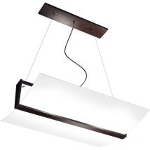 Sospensione Contemporanea Wood Metallo Nero Wengè Vetro Bianco 2 Luci E27