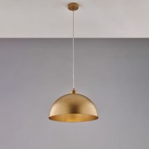 Sospensione diametro 35 in ferro laccato bianco con decorazione oro antico con cavo elettrico regolabile 1 luce H.21 - MAX 121 - Ø35