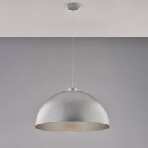 Sospensione diametro 50 in ferro laccato bianco con decorazione argento antico con cavo elettrico regolabile 1 luce H.30 - MAX 130 - Ø50