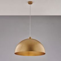 Sospensione diametro 50 in ferro laccato bianco con decorazione oro antico con cavo elettrico regolabile 1 luce H.30 - max 130 - Ø50