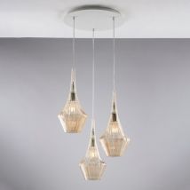 Bonetti Illumina - Zeus - Eisenaufhängung mit bernsteinfarbenem Pyrexglas 3 Lichter 149 - Ø50 - BL270-S3-AM