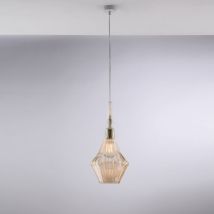 Sospensione in ferro con vetro ambra pyrex 1 luce H.50 - MAX150 - Ø20