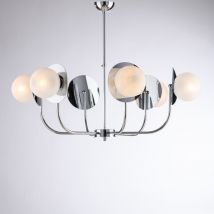 Pendelleuchte 6-flammig aus Chrom – Ø92 cm – Höhe 55 cm – moderne Innenbeleuchtung für Wohnzimmer und Esszimmer