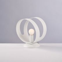 Belight - Sospensione in ferro laccato bianco con fascia tagliata a laser e cavo regolabile 1 luce H.30 - max 130 - Ø20