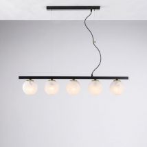 Adrian – Pendelleuchte aus schwarz lackiertem und bronziertem Eisen, 5 Lichter, l. 101 x 14 – BL278-5-NR