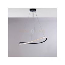 Sospensione in metallo e alluminio laccato nero con led integrato cct + telecomando e cavi elettrici regolabili