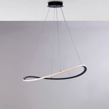 Sospensione in metallo e alluminio laccato nero con led integrato cct + telecomando e cavi elettrici regolabili H.17 - max 130 - ø 70