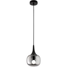 Sospensione jaipur in metallo nero e diffusore in vetro fumè 17 cm. - Grigio, Nero