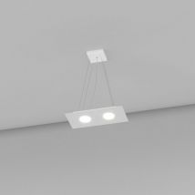 Sospensione Moderna Rettangolare Area Metallo Bianco Metallo 2 Luci Gx53