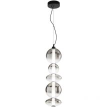 Sospensione nera kemet in metallo con 5 Vetri Fume' led 40W 3000K 150cm - nero
