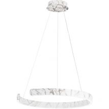 Sospensione semicircolare led navel in metallo effetto marmo con cct 60 cm. - Bianco