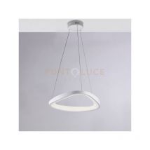 Sospensione triangolare in metallo e alluminio laccato bianco con led integrato e cavi elettrici regolabili