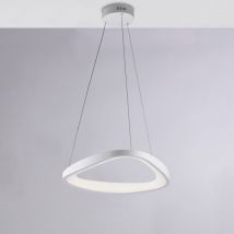 Sospensione triangolare in metallo e alluminio laccato bianco con led integrato e cavi elettrici regolabili H.7 - max 130 - ø 50