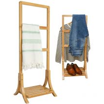 Sostenibile Porta Asciugamani Bambù 40x30x102 Portasciugamani Bagno Porta Abiti - braun