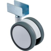 Sotech Möbelrolle Hamm ø 63 mm Höhe 74,5 mm, weiß/grau, 35Kg Tragkraft, U-Profil für 19 mm Wandstärke, ohne Bremse, Transportlenkrolle perfekt für