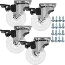 So-tech - sotech 4 Stück Möbelrollen swift ø 50 mm transparent mit Bremse (Feststeller) inkl. Schraubenset Belastbarkeit bis 140 kg (35 kg pro