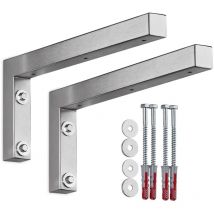 SOTECH Wandkonsole Regalkonsole Waschtischkonsole in L-Form 350 x 150 x 30 mm, Edelstahl gebürstet, 2 Stück