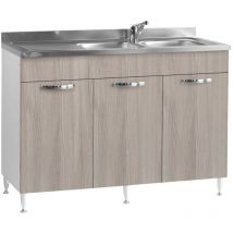 Sottolavello 3 ante 120 cm con lavello colore olmo