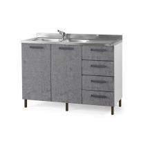 Webmarketpoint - Sottolavello da cucina grigio cemento con cassettiera dx Cm 120x50xH 85