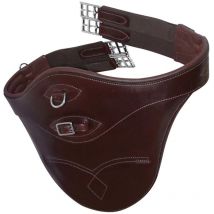 Sottopancia con pararamponi in cuoio italiano e fibbie inox modello Gold 115 cm, nero