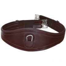 Sottopancia inglese a caramella in cuoio italiano con fibbie inox ed elastici: 135 cm, nero