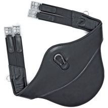 Sottopancia pararamponi inglese in cuoio con elastici, fibbie inox e anelli laterali: 125 cm, Marrone