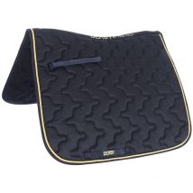 Sottosella dressage trapuntato a onde in cotone di ottima qualità con bordo rinforzato e corda in passamaneria - Grigio Argento e Multicolor e Blu