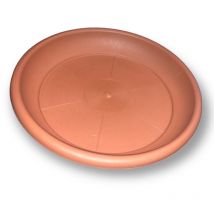 Sottovaso tondo in resina color terracotta Deroma 30 per vaso Ø35
