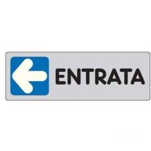 Targhetta adesiva entrata (freccia a sinistra) - cm.15x5h.