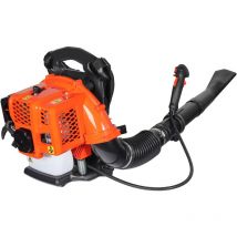 Wiltec Souffleur de feuilles à dos – Moteur à essence 2 Temps 1,7 cv – Éléments de commande sur poignée – Avec Buses – Souflleuse pour enlèvement