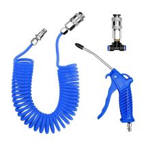 Soufflette à Air Comprimé, Pistolet de Soufflage d'air avec Tuyau Air Comprimé de 5 Mètres, Kit de Nettoyage de Pistolet à Air, avec Connecteur en T,