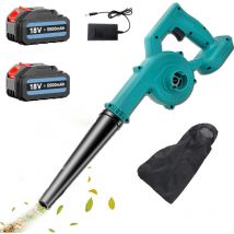 Souffleurs de feuilles électriques, souffleur de feuilles sans fil robuste 2 en 1, souffleur de feuilles à air comprimé + 2 batteries 5,5 a +