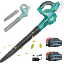 Souffleurs de feuilles électriques, souffleur de feuilles sans fil robuste, souffleur de feuilles à air portatif puissant - Léger + 2 batteries 5,5 a