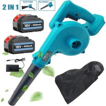 Teetok - Souffranres et aspirateurs sans fil, souffleurs d'air de jardin 2 pouces pour neige / patio / jardin / garage nettoyage + 2x 5.5a Battery +