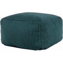 Theo Cord Footstool, Bean Bag Pouffe - Teal