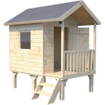 Soulet - Casita de Madera Infantil Elevada Kangourou 180x180x195 cm - Casita de Jardín para Niños sobre Pilotes con Toldo - Madera Natural