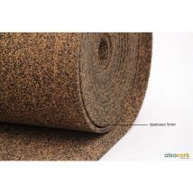 Alsacork - rouleau isolant souple en liège (50%) et caoutchouc (50%), ép. 5mm - 5m x 1m = 4.74m²