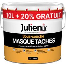 Sous-Couche Masque Taches - Pour fonds anciens, difficiles, abîmés, tachés - Mat Blanc 10L + 20% gratuit Julien