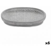 Ibergarden - Plat à pot gris gaufré 28 x 4 x 23 cm (6 pièces)