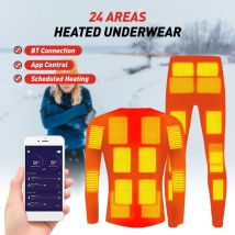 Sous-vêtements Chauffants pour Hommes et Femmes - Ensemble Veste et Pantalon Électriques usb avec 24 Zones de Chauffage, Contrôle par Application et