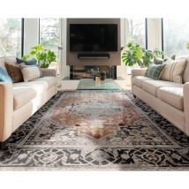 Lord Of Rugs - Sovereign Medallion Traditional Rug for Bedroom Living Room Flatweave Silky Shiny Rug Terracota Medium 120x166 cm (4'x5'5')
