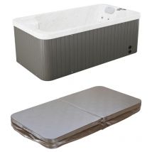 Vente-unique - spa 2 places blanc perlé avec bâche - 18 jets - L210 x P110 x H74 cm - Système balboa - tahiti iii