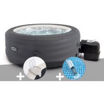 Intex - Kit spa gonflable PureSpa Access rond Bulles 4 places + Porte-verre + Aspirateur