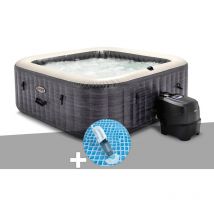 Intex - Kit spa gonflable PureSpa Ardoise carré Bulles 6 places + Aspirateur