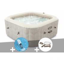 Intex - Kit spa gonflable PureSpa Chevron carré Bulles 4 places + Aspirateur + Kit d'entretien